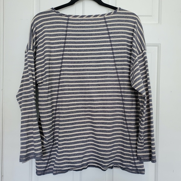 madewell medium M navy blue white  long sleeve top - Picture 3 of 8